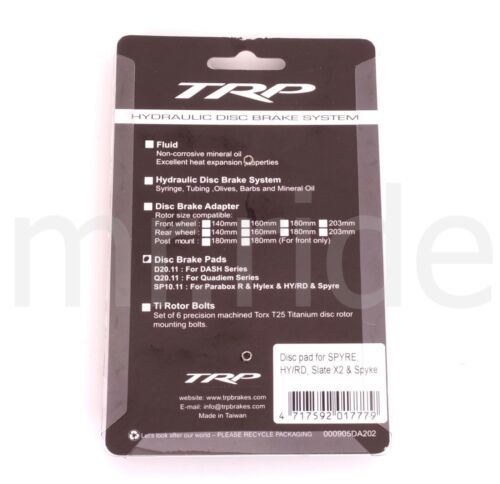 2 Pair x TRP SP10.11 bike Disc Brake Pads, fit HY/RD, SPYRE/SLATE X2/SPYKE - Fresh Stock Dated December 2025