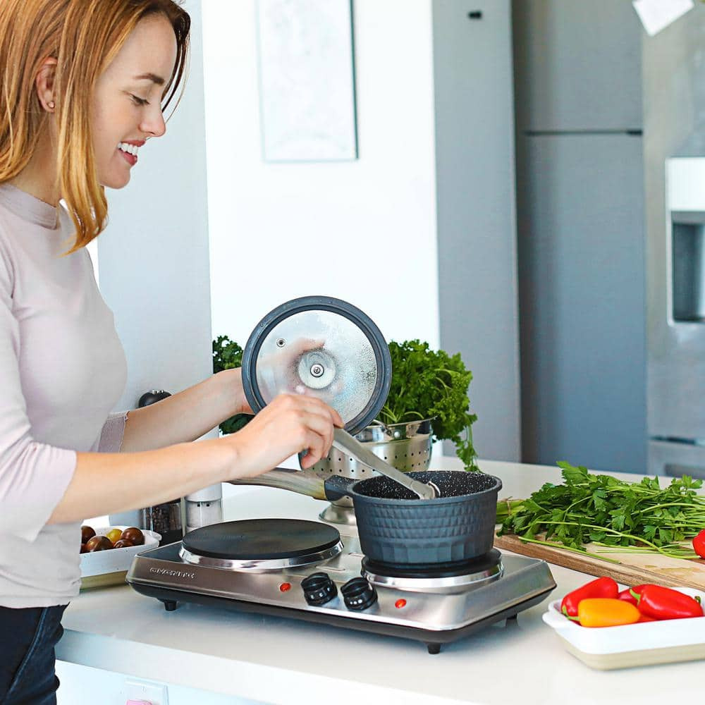 2 Burner 6 In. and 7 In. Stainless Steel Silver Hot Plate - Fresh Stock Dated February 2026