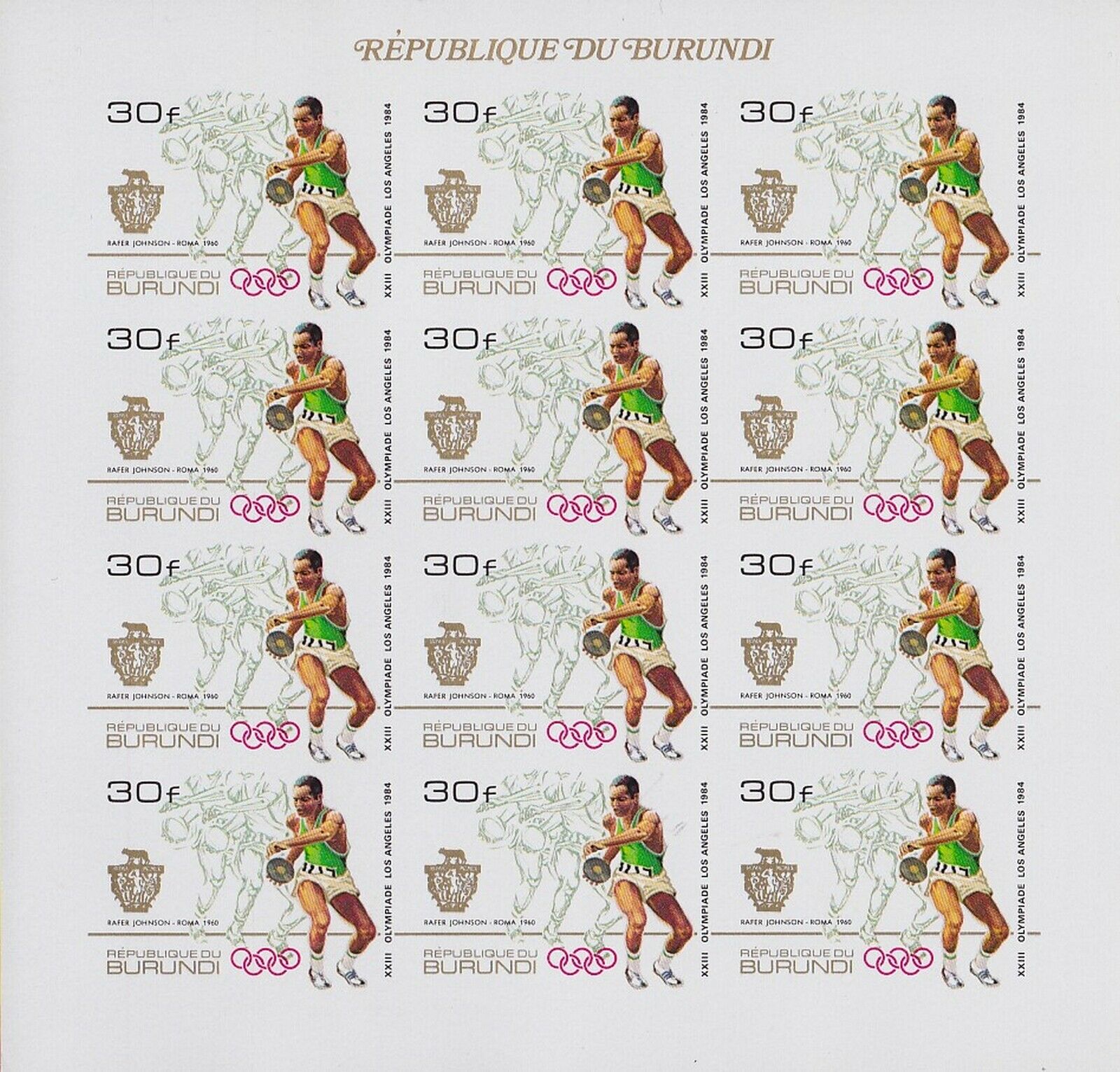 Burundi 1985 OLYMPIC Postage Stamp set - MNH Imperforate Full Sheets.......A5617 - Fresh Stock Dated January 2026
