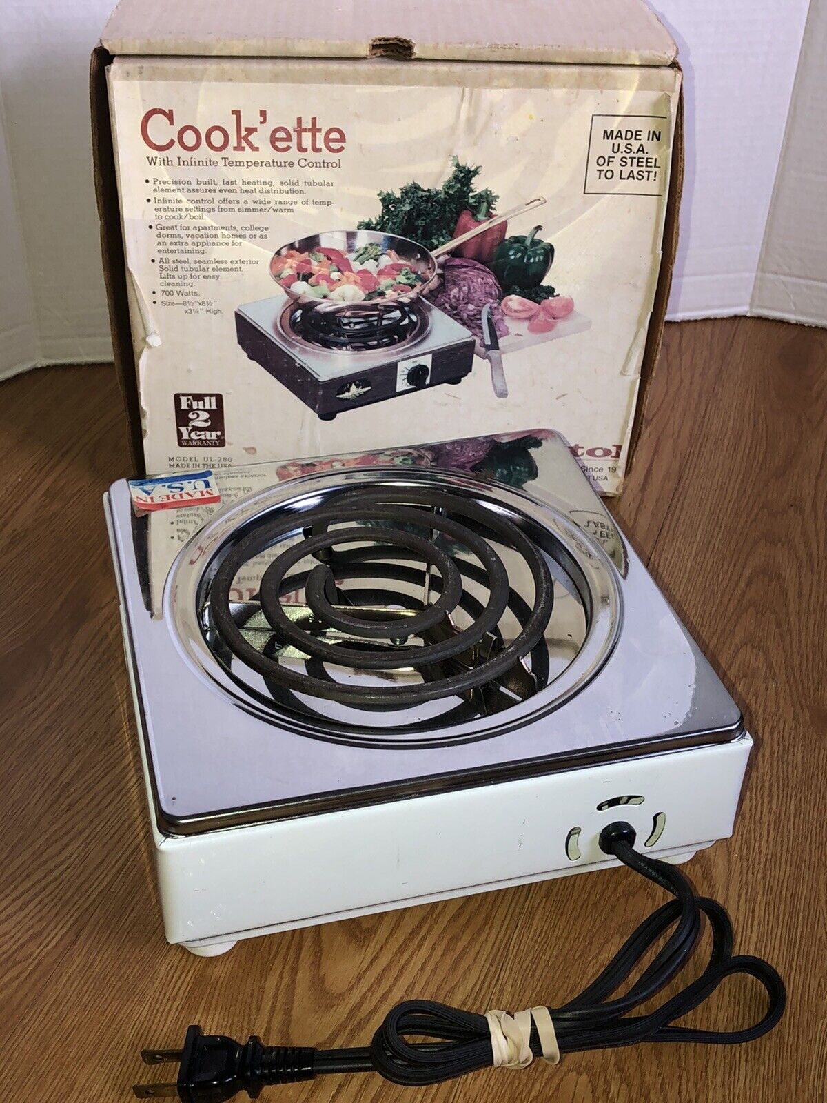 Vintage Capitol Cook’ette Single Burner Electric Stove Hot Plate Made In USA - Fresh Stock Dated February 2026