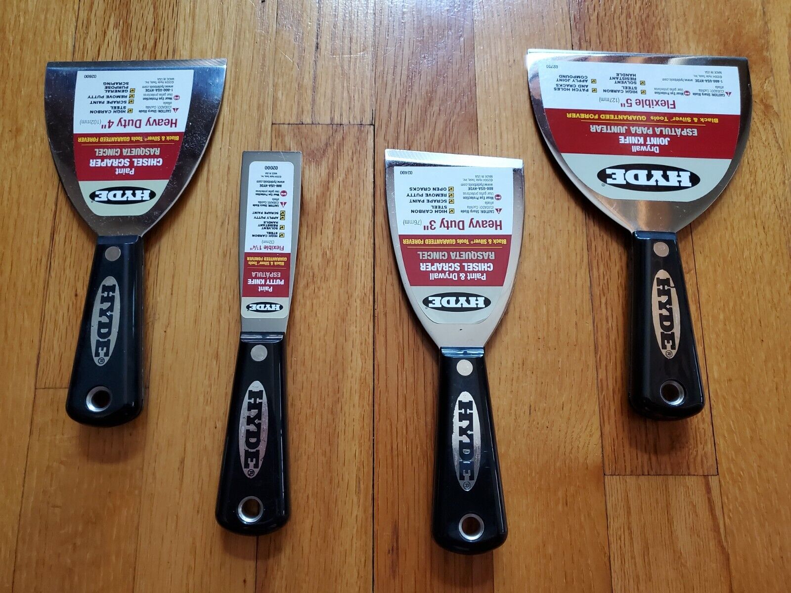HYDE Drywall  Flexible Taping Knifes SET of 4 EA Brand New - Fresh Stock Dated February 2026
