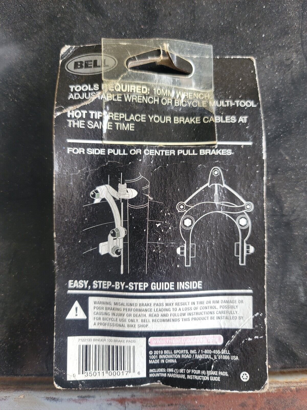 Bell Sports  Binder 100  Rubber  Bike Brake Pads  Black/Silver Sealed NEW - Fresh Stock Dated February 2026