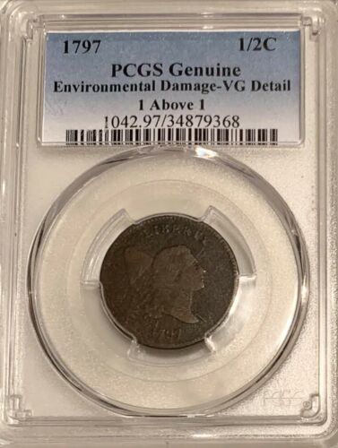 1797 Liberty Cap Half Cent C-1 R-2 PCGS VG Details -  1 Above 1 Variety - Fresh Stock Dated December 2025