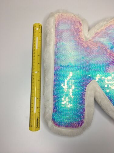 Justice K Letter Pillow Plush Decor Sequin - Fresh Stock Dated December 2025