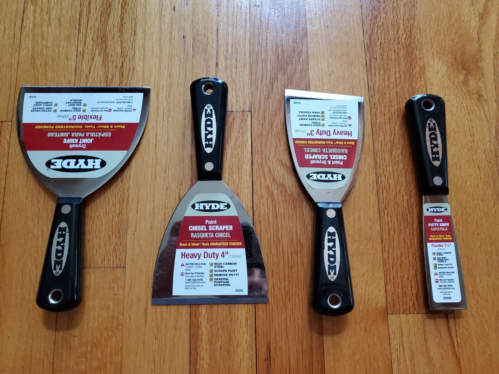 HYDE Drywall  Flexible Taping Knifes SET of 4 EA Brand New - Fresh Stock Dated February 2026