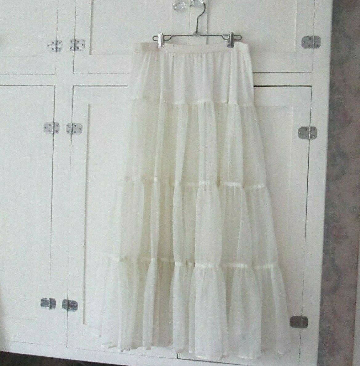 Vintage Crinoline Sheer Long Maxi Skirt Slip White Large - Fresh Stock Dated February 2026