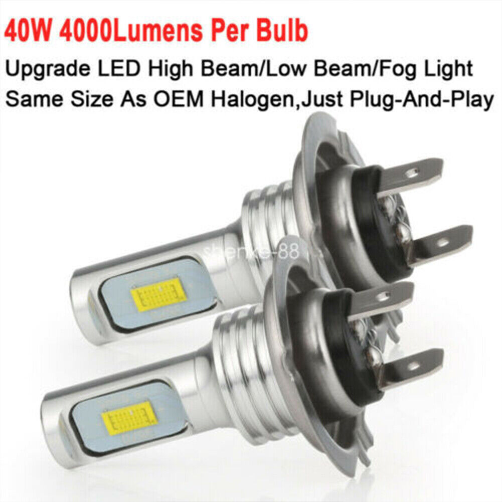 2x H7 Motorcycle LED Headlights Bulbs Kit High/Low Beam 110W 16000LM 6000K White - Fresh Stock Dated February 2026