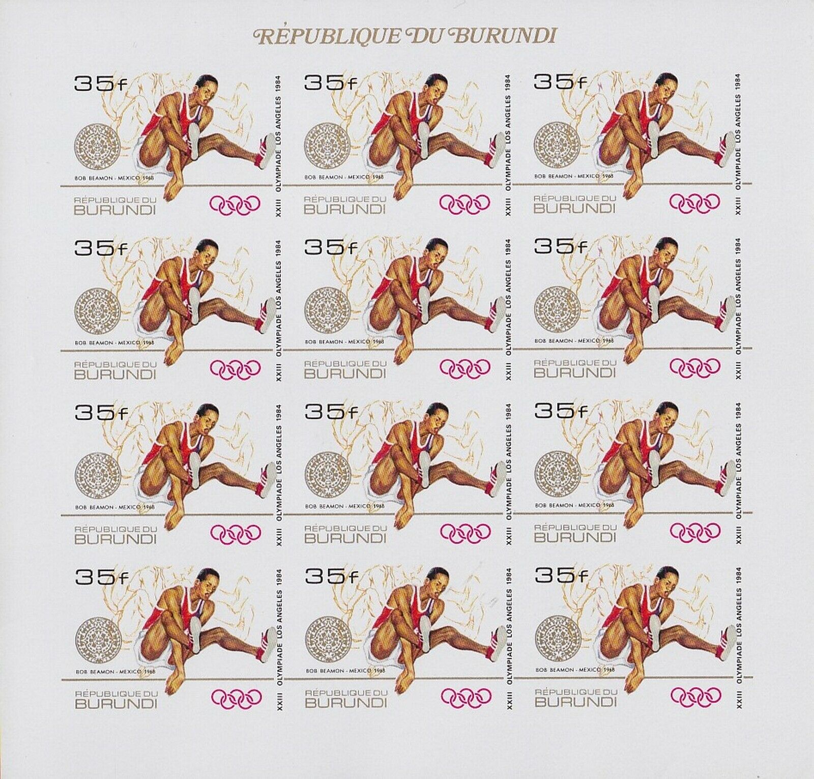 Burundi 1985 OLYMPIC Postage Stamp set - MNH Imperforate Full Sheets.......A5617 - Fresh Stock Dated January 2026