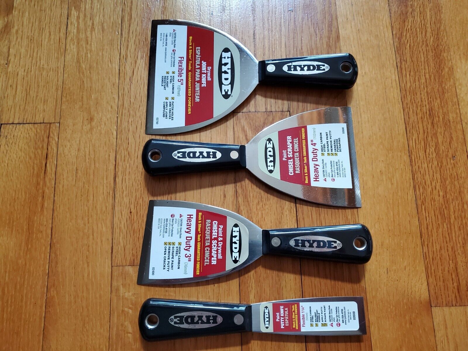 HYDE Drywall  Flexible Taping Knifes SET of 4 EA Brand New - Fresh Stock Dated February 2026