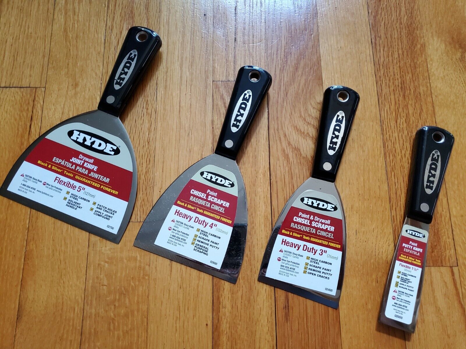 HYDE Drywall  Flexible Taping Knifes SET of 4 EA Brand New - Fresh Stock Dated February 2026