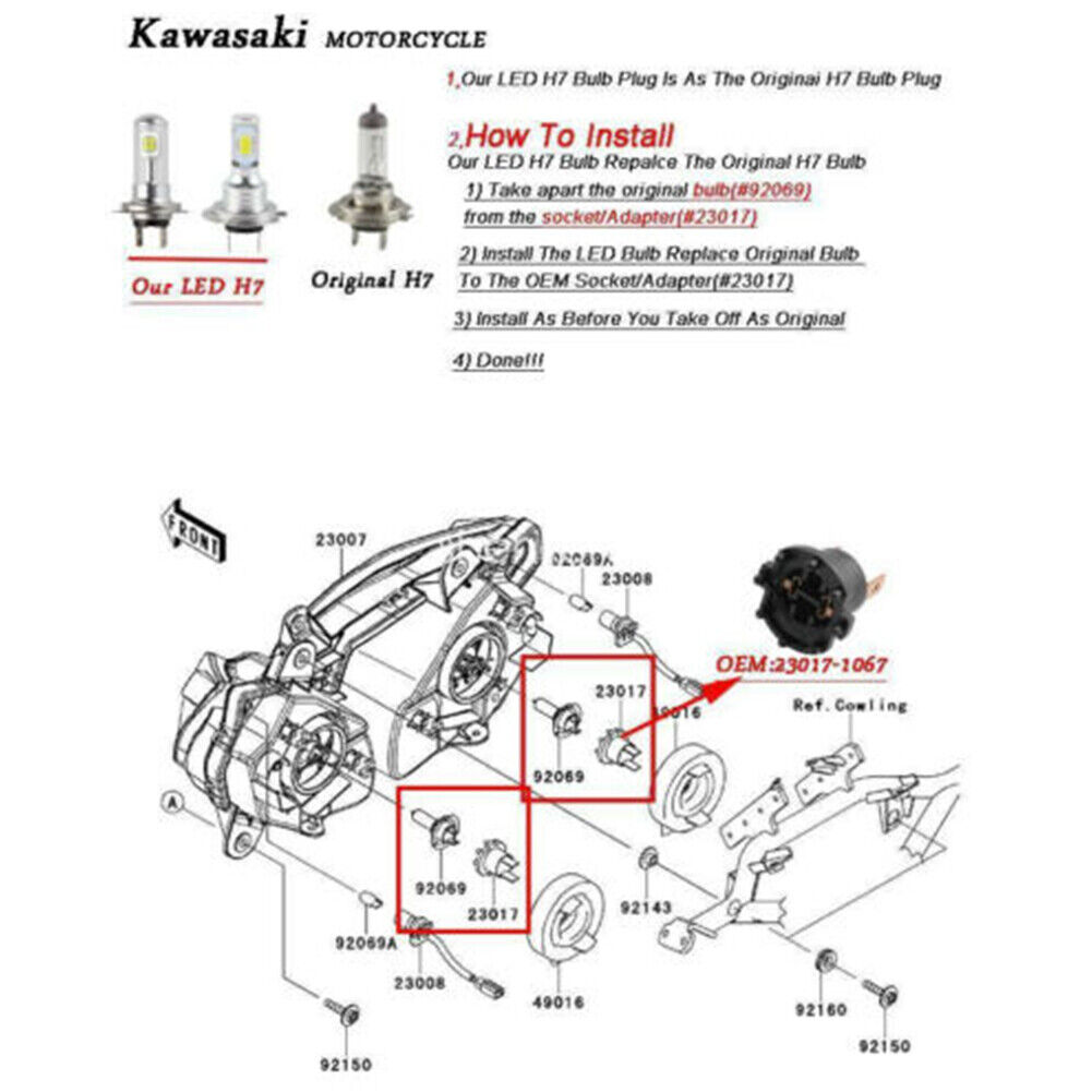 2x H7 Motorcycle LED Headlights Bulbs Kit High/Low Beam 110W 16000LM 6000K White - Fresh Stock Dated February 2026