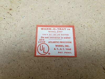 ATLANTIC PRECISION WORKS Electric Food Warmer - Fresh Stock Dated December 2025