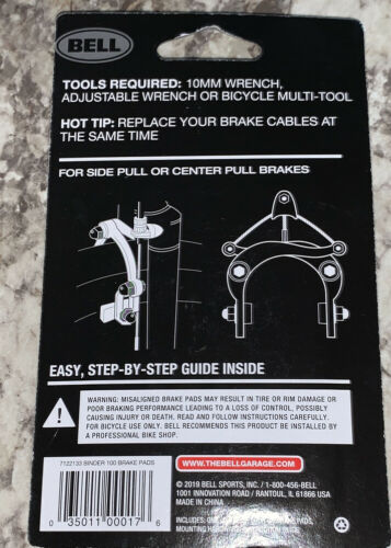 BELL Binder 100 Standard Bike Brake Pads (fits most caliper brakes) - Fresh Stock Dated February 2026