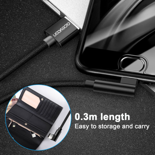 3 Pack aceyoon 1ft USB C 90 Degree Cable Braided Right Angle USB C 30cm L Type c - Fresh Stock Dated February 2026