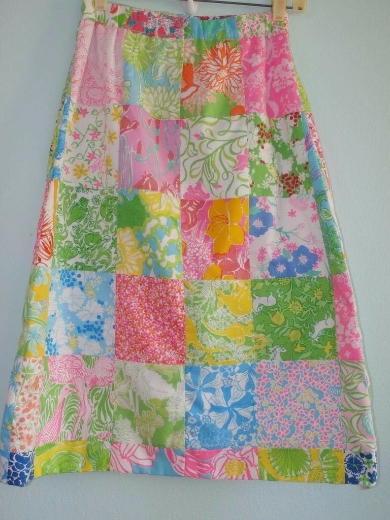 Lilly Pulitzer Vintage Skirt SZ 0 2 The Lilly Patchwork Unicorn Armadillo Floral - Fresh Stock Dated February 2026