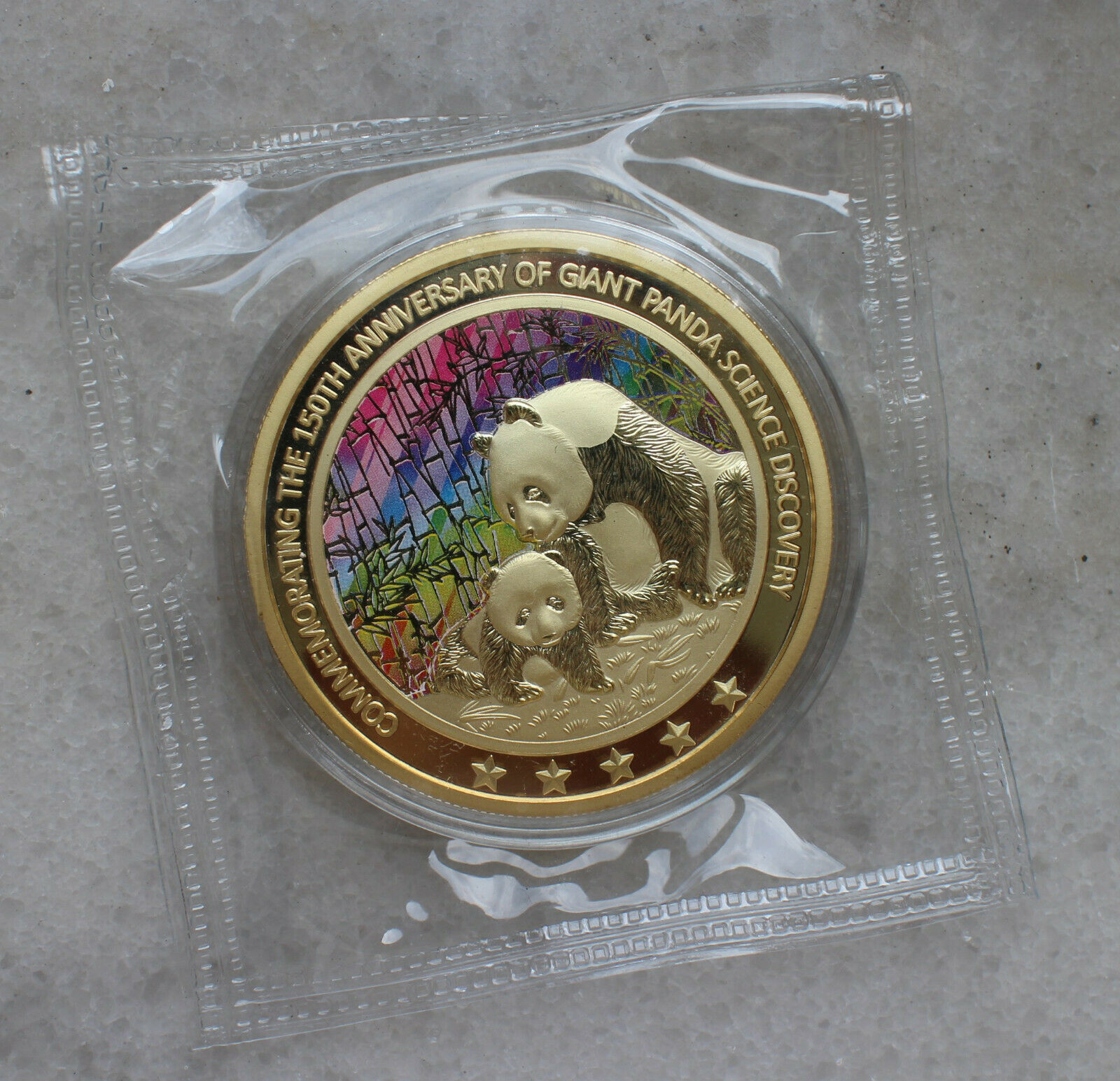 A Pair 2019 China 45mm Colored Medals - 150th An. Giant Panda Science Discovery - Fresh Stock Dated February 2026