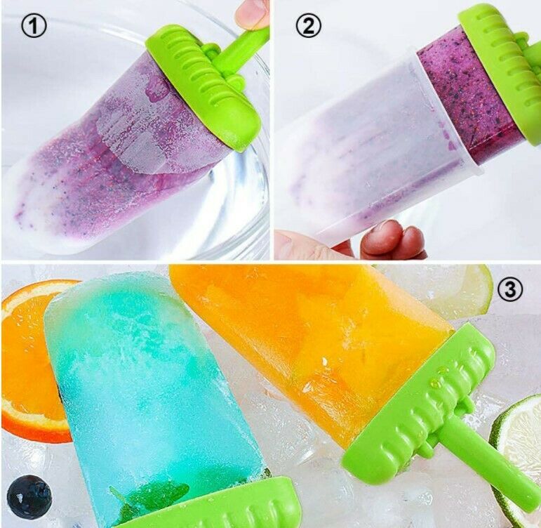 Juego de 6-12 moldes reutilizables de silicona para paletas heladas - Fresh Stock Dated December 2025
