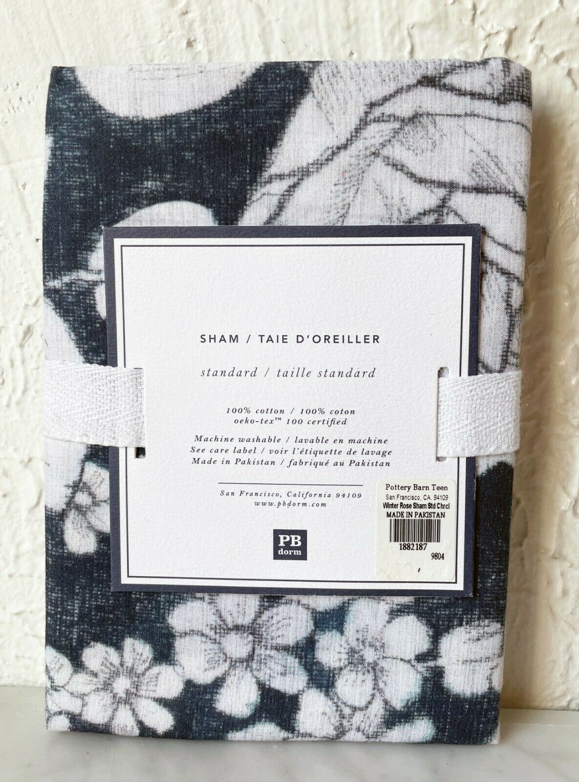 Pottery Barn Dorm Winter Rose Cotton Pillow Sham - Standard Size NEW - Fresh Stock Dated December 2025