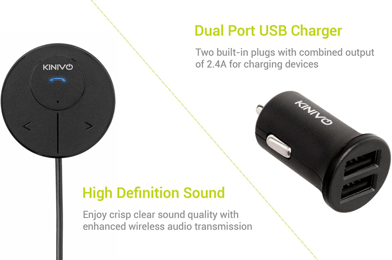 Kinivo Btc480 Hands-Free Car Kit (For Cars With 3.5Mm Aux Input, Magnetic Mount - Fresh Stock Dated December 2025