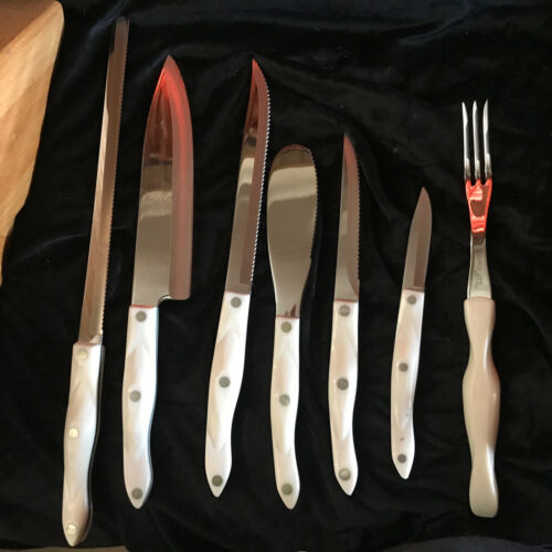 Cutco Knife Set - Pearl White handles 13 Pieces Including Block & 5 Stake Knives - Fresh Stock Dated December 2025