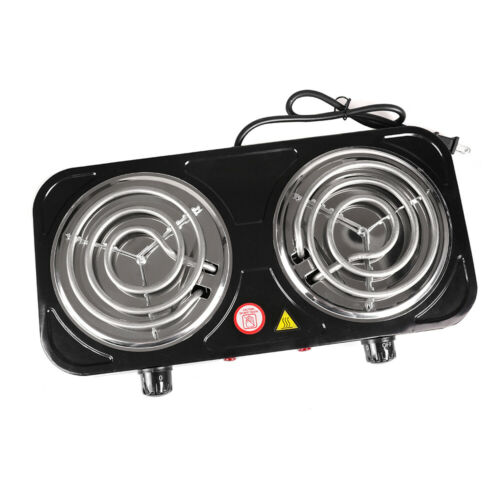 Electric Double Burner 2000W 110V Hot Plate Portable Camping Dorm Stove Cooker - Fresh Stock Dated December 2025