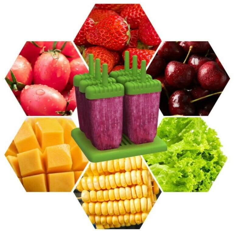 Juego de 6-12 moldes reutilizables de silicona para paletas heladas - Fresh Stock Dated December 2025