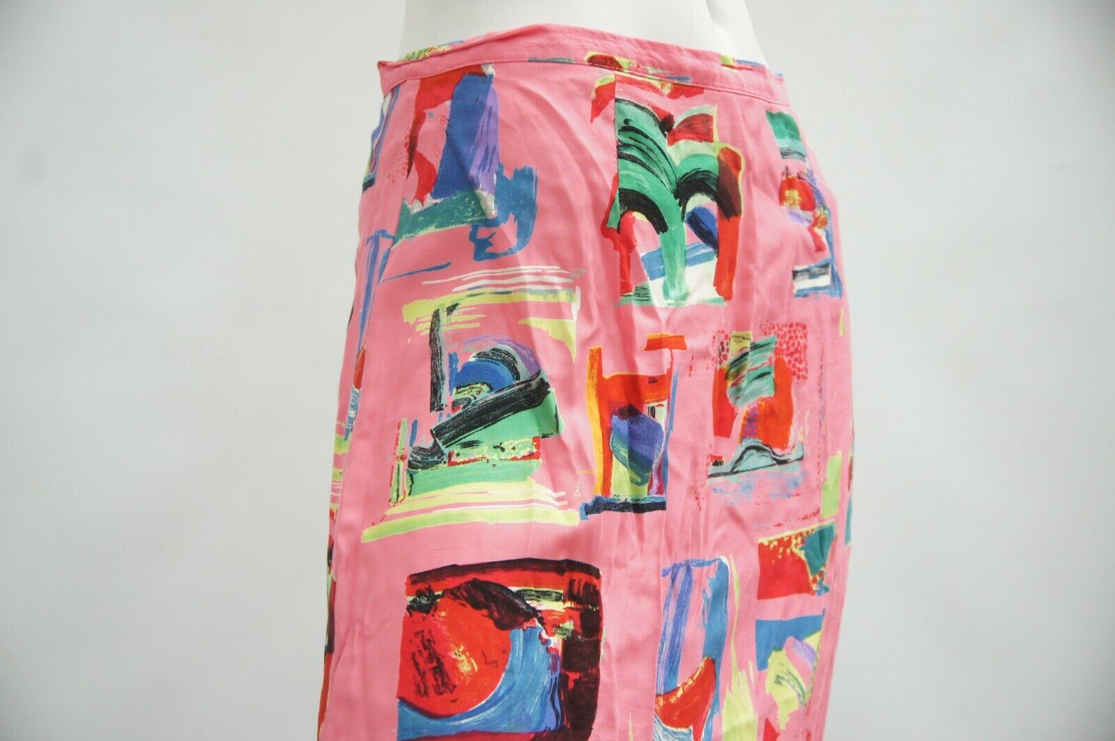 Vintage 90s Abstract Print Pink Maxi Skirt By Elyse Hart - Fresh Stock Dated December 2025