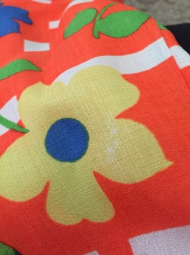 60s Womens Orange Floral Multi Colored Acetate Groovy Maxi Retro Skirt Vintage - Fresh Stock Dated February 2026