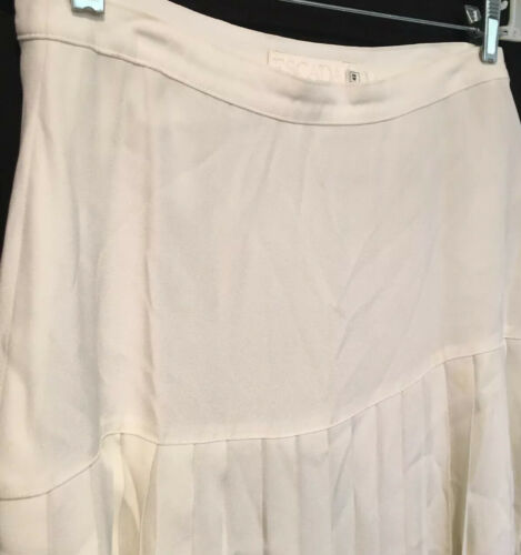 Vtg Escada Ivory Pleated Maxi Skirt Womens 42 US L Accordion Acetate W Germany - Fresh Stock Dated February 2026