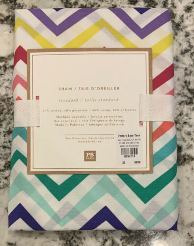 NEW Pottery Barn Teen Color Me Zig Zag STANDARD Sham RAINBOW - Fresh Stock Dated December 2025