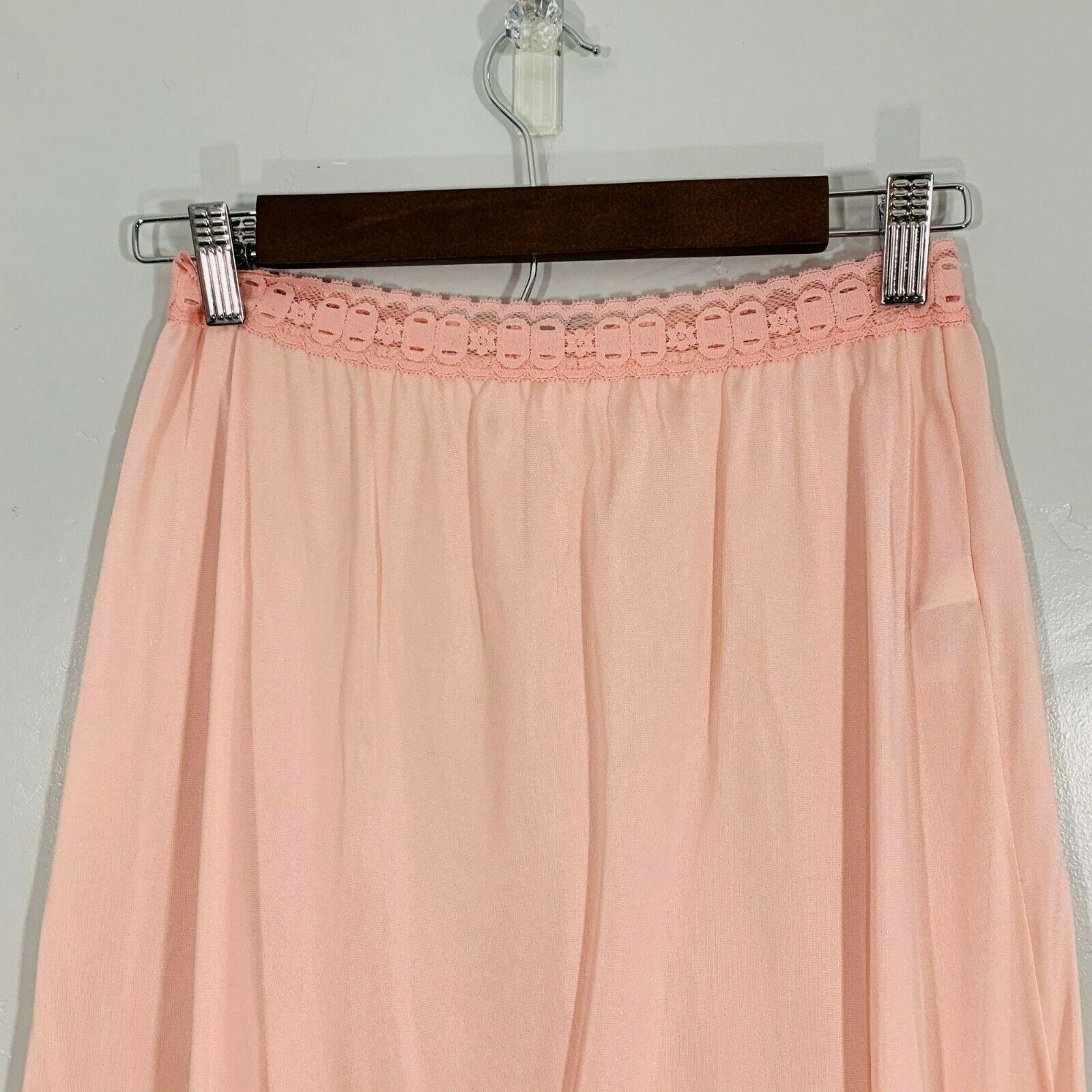 Vintage OLGA Secret Hug Pink Silky Lace Waistband Lace Trim Lingerie Slip Skirt - Fresh Stock Dated December 2025