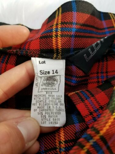 Lloyd Womens 14 Vintage Plaid High Waisted Skirt Made In USA Black Red Blue - Fresh Stock Dated February 2026