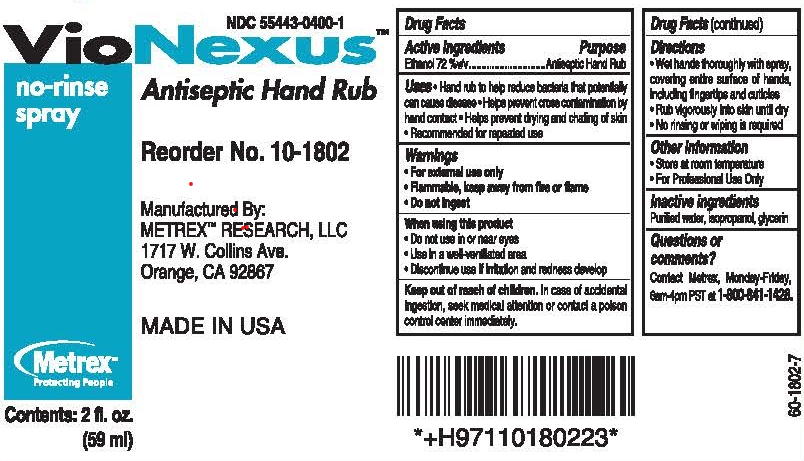 *6-Pack* Metrex VioNexus Antiseptic Hand Rub No-Rinse Spray Bottle 2 Oz. 10-1802 - Fresh Stock Dated December 2025