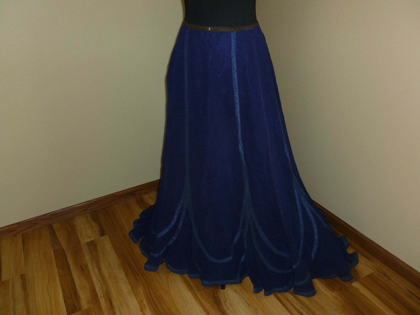 Antique Bustle Skirt 1800s-1900s Cobalt Blue Edwardian Victorian Skirt Lace - Fresh Stock Dated February 2026