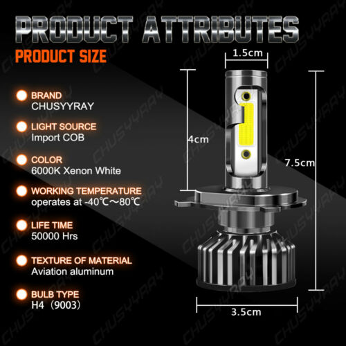 High Power HID LED Headlight H4 Bulbs for Kawasaki Brute Force 650 2005-2013 - Fresh Stock Dated February 2026
