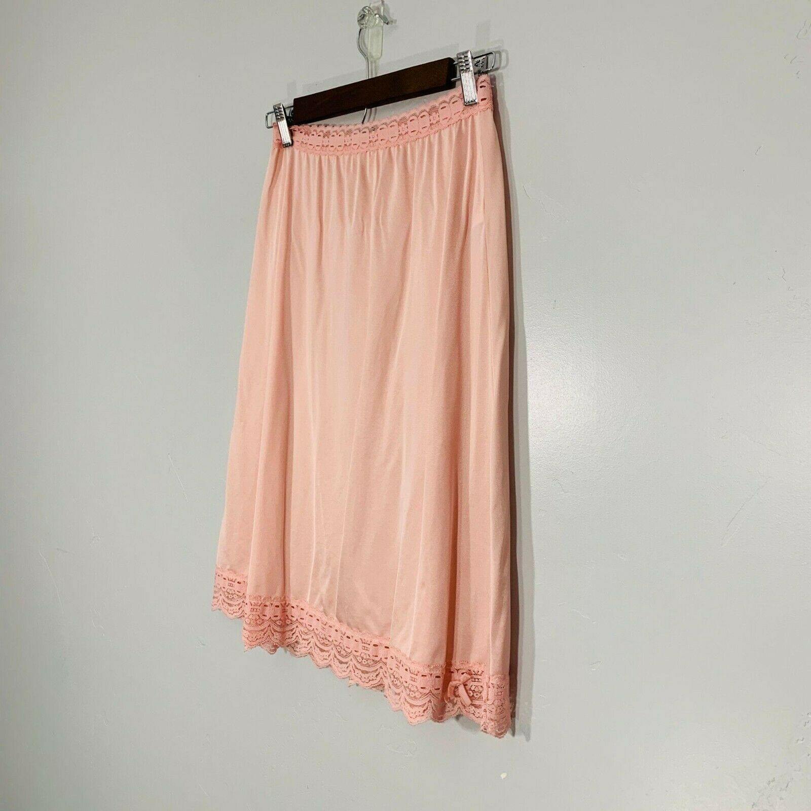 Vintage OLGA Secret Hug Pink Silky Lace Waistband Lace Trim Lingerie Slip Skirt - Fresh Stock Dated December 2025