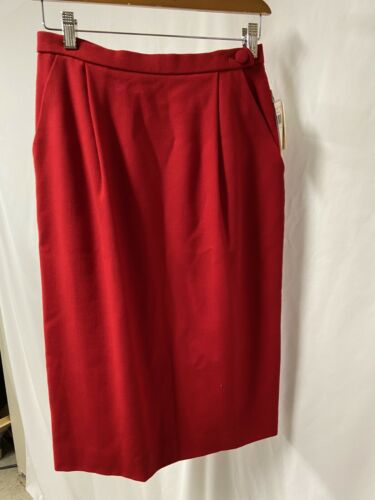 VINTAGE NEW Evan Picone Red Pencil 100% Wool Skirt ILGWU USA NWT New Old Stock - Fresh Stock Dated March 2026