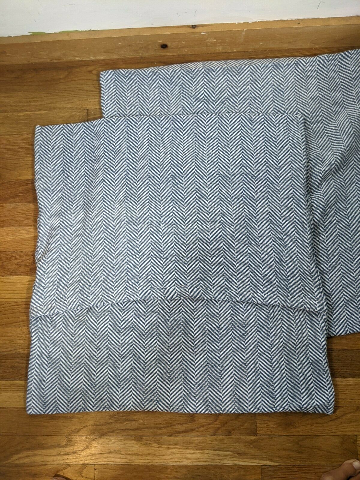 2 Brahms Mount Blue & White Herringbone Woven Pillow Shams 26 x 25 Free Ship - Fresh Stock Dated December 2025