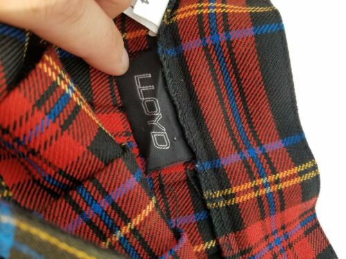Lloyd Womens 14 Vintage Plaid High Waisted Skirt Made In USA Black Red Blue - Fresh Stock Dated February 2026