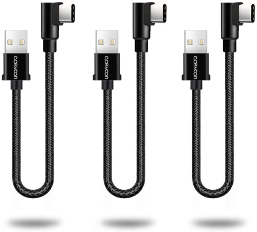 3 Pack aceyoon 1ft USB C 90 Degree Cable Braided Right Angle USB C 30cm L Type c - Fresh Stock Dated February 2026