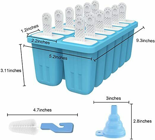 12 Cavities Popsicle Molds, Reusable Silicone Popsicle Molds, Easy Release - Fresh Stock Dated December 2025