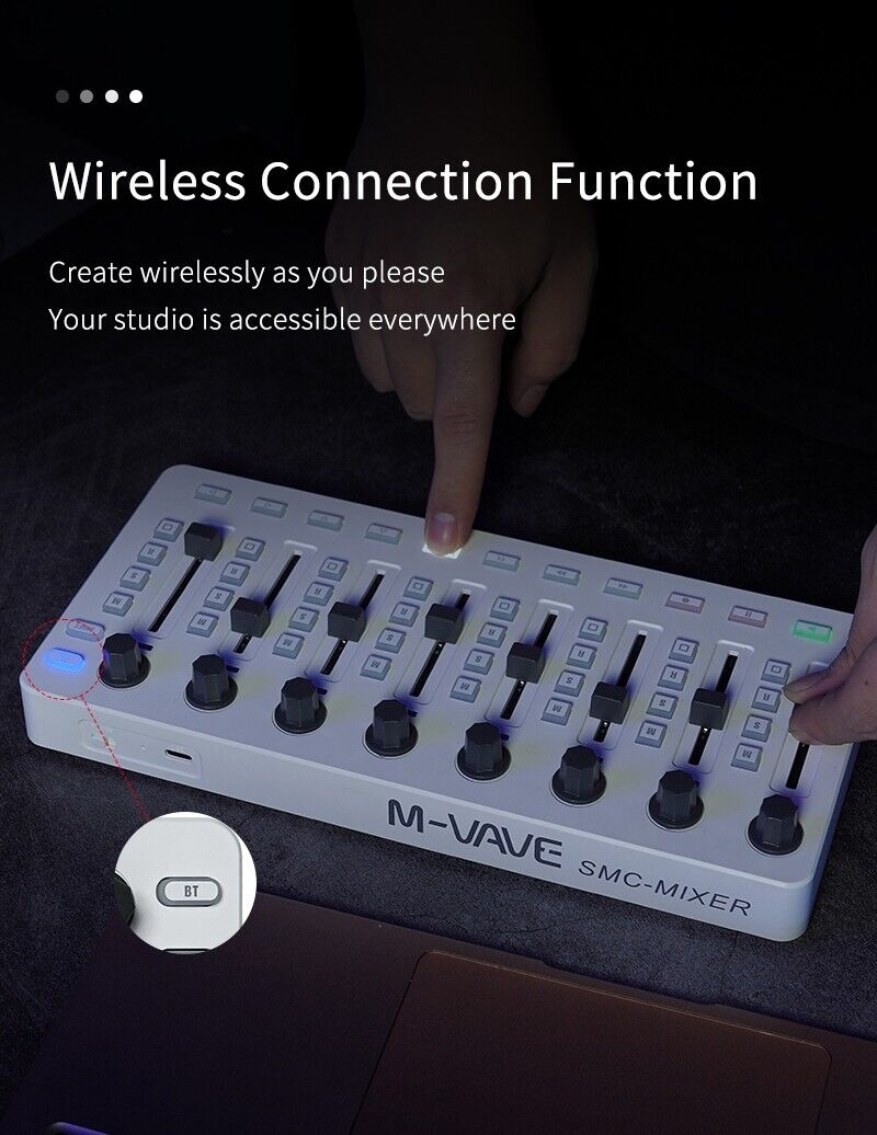 M-VAVE SMC-Mixer MIDI Controller Wireless and USB for Windows/Mac/IOS/Android - Fresh Stock Dated February 2026