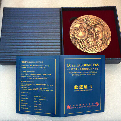 The Commemorative Bronze Medal of Conquer Virus in 2020 Singapore 80mm COA - Fresh Stock Dated February 2026