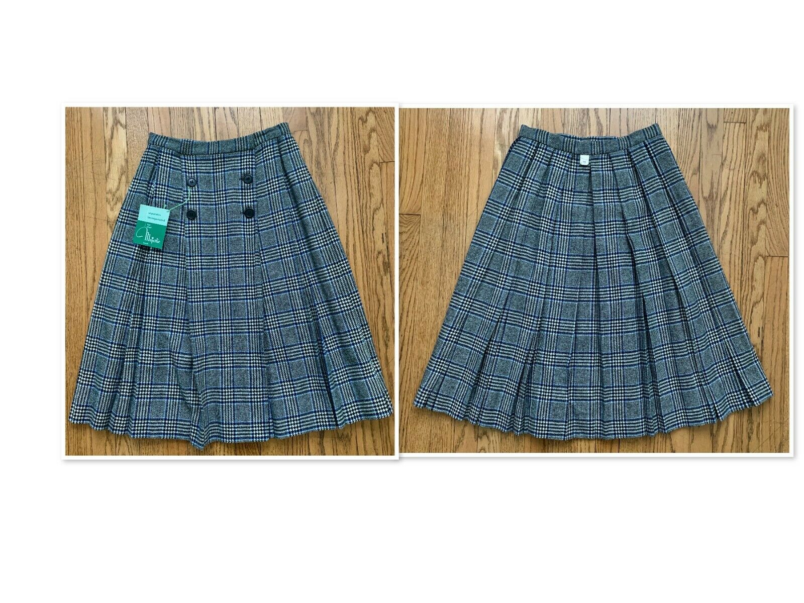 Vintage Lot of 3 Deadstock Skirts 1960s - 1980s Wool Tweed Plaid Tags Attached - Fresh Stock Dated February 2026