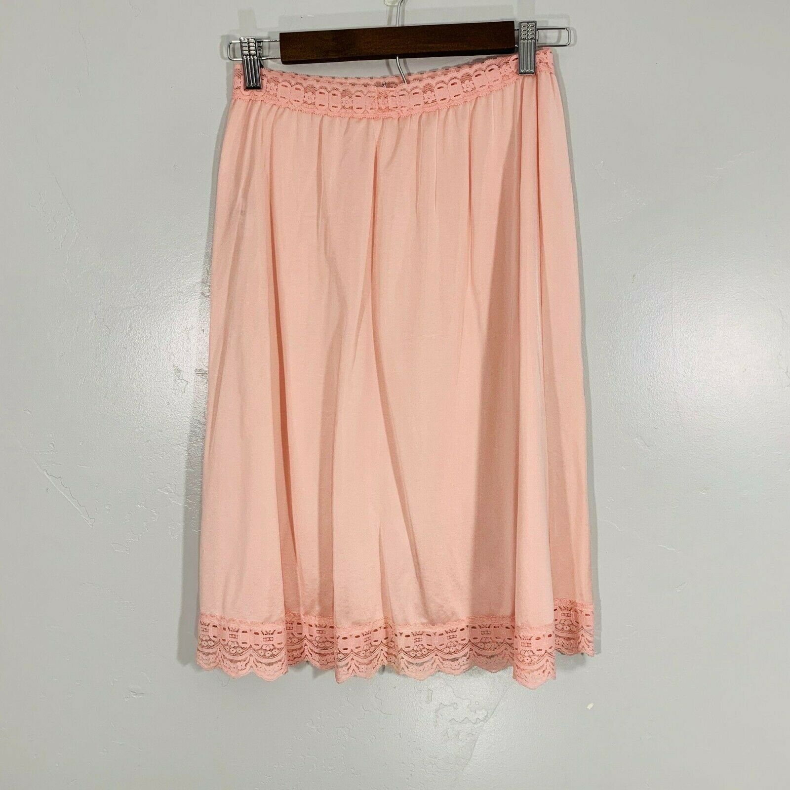 Vintage OLGA Secret Hug Pink Silky Lace Waistband Lace Trim Lingerie Slip Skirt - Fresh Stock Dated December 2025