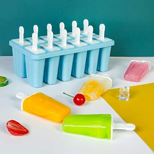 12 Cavities Popsicle Molds, Reusable Silicone Popsicle Molds, Easy Release - Fresh Stock Dated December 2025