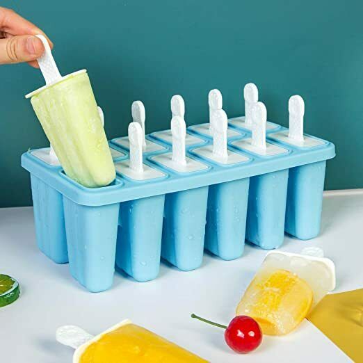 12 Cavities Popsicle Molds, Reusable Silicone Popsicle Molds, Easy Release - Fresh Stock Dated December 2025