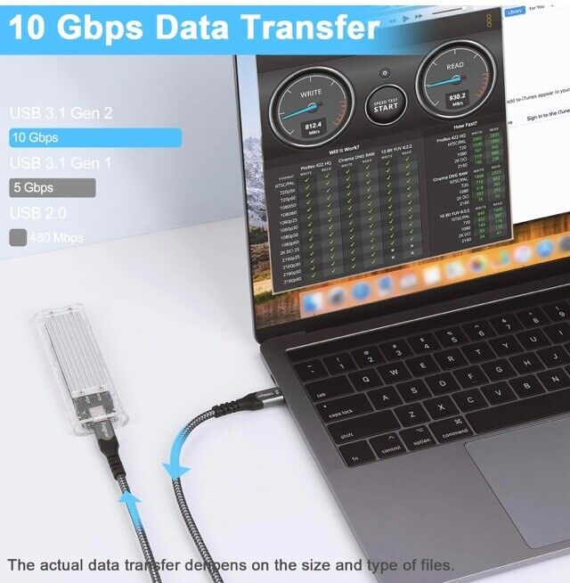 Fasgear USB C to C Cable 1.6ft, Type C 3.1 Gen 2 1.6ft (50cm), Black - Fresh Stock Dated February 2026