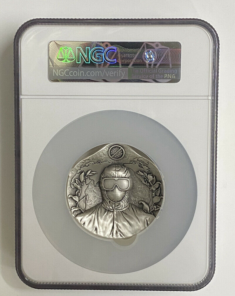 NGC MS70 2020 China Antiqued Silver 220g Medal - Fight Virus - Fresh Stock Dated February 2026
