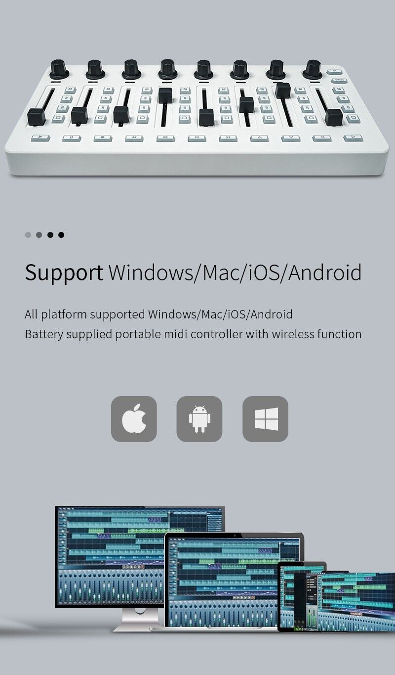 M-VAVE SMC-Mixer MIDI Controller Wireless and USB for Windows/Mac/IOS/Android - Fresh Stock Dated February 2026
